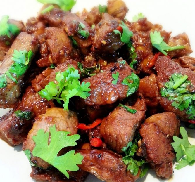 Thai-Style Pork Cubes with Herb Marinade